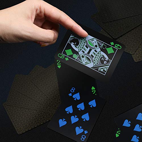 Naipes de poker plásticos impermeables negro premium miniatura 6