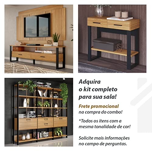 Estante Elegante 3 Torres com 1 Gaveteiro e 2 Porta 2,16 MT (LARG) cor Freijo com Preto Fosco - 5283