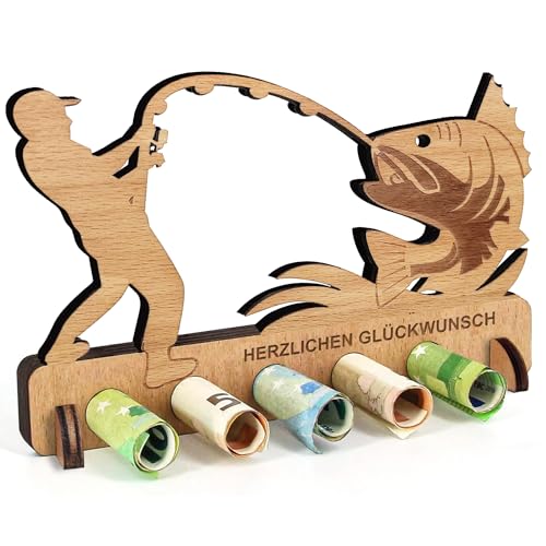 Regalo de dinero de cumpleaños de madera, regalo de dinero para pescadores, idea de regalo para pescadores, pesca, dinero, regalo de madera, decoración para amigos, familia, mujeres y hombres