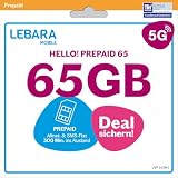 LEBARA Hello! 65 Prepaid SIM Karte | Handy Tarif ohne Vertrag | 65 GB inkl. 5G | Allnet Flat | 300 Minuten ins Ausland