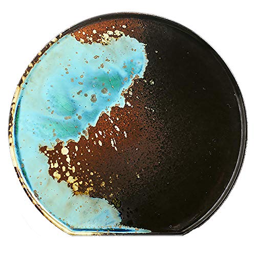 Vintage Ceramic Breakfast Plate Bread & Butter Plate Tray Color-Glazed Half Moon Plate High Temperature Firing Does Not Fade 8”/10”-White Tuba