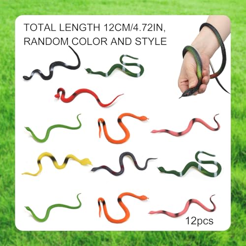 KARELLS Gummischlange,Verschiedene Schlangen,12 Stück Bunte Gefälschte Schlange, Kunststoff Schlangen,Realistische Gummi Schlange,Spielzeug,Regenwald