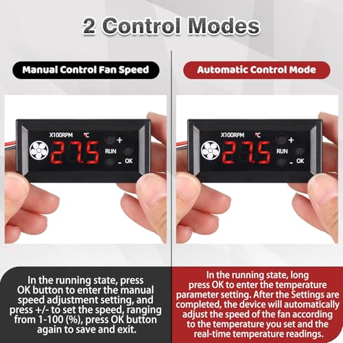 Image of Fan Temperature Controller, ICSTATION DC 12V PWM 4-Wire Fan Speed Controller Module with Temperature Probe Digital Display Temperature Controlled Governor for 3A Fan PC