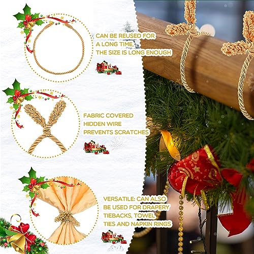 Zhengmy 40 Pcs 25 Inch Extra Long Christmas Garland Ties Christmas Decorative Twist Ties for Banister Reusable Flexible Twist for Holiday Xmas Home Decorations Craft Wrapping (Gold) by Zhengmy - Image 6