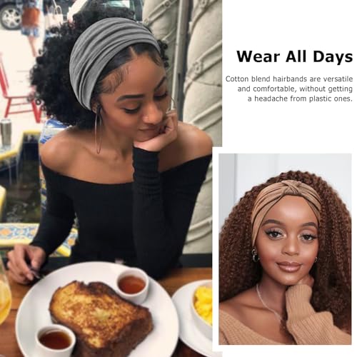Image of DRESHOW 4 Pack Turban Headbands for Women Wide Vintage Head Wraps Knotted Cute Hair Band Accessories