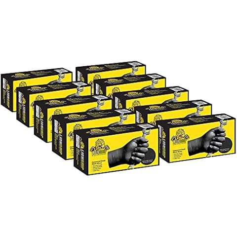 EPPCO LionGrip 7-Mil Black Nitrile Gloves Disposable Powder Free, Latex Free Textured Superior Grip Glove for Mechanics, Auto-motive, Industrial Work, X-Large, Case of 1,000 Cover