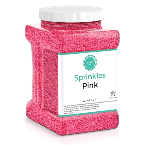Image of O'Creme Pink Sprinkles for Cake Decorating, 2.2 lb | Kosher Pastel Sprinkles for Cupcakes, Cookies, Cakes, Ice Cream