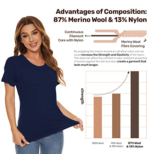 MERINNOVATION Women's Merino Wool T-Shirt Short Sleeve Athletic Tee Wicking Base Layer3