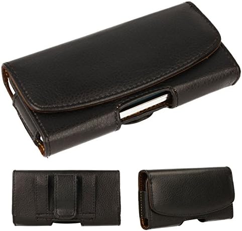 TECHGEAR [Capsule Holster Pouch] Horizontal PU Leather Pouch Case Cover with Belt Clip Loop to Fit Nokia 7.1, Nokia 6.1, Nokia 5.1, Lumia 830