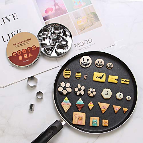 Surgehai Geometric Shape Cutters Mini Cutters Including Hexagon, Square, Circle, Oval, Diamond Molds For Fondant, Clay–Stainless Steel, 24 Pcs Set #TOP2