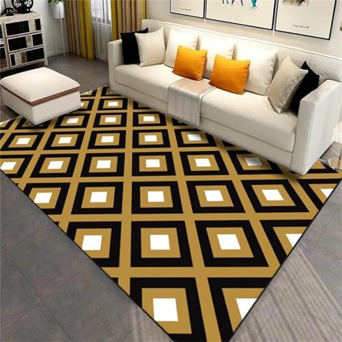 Grand tapis de salon moderne noir 170x240cm anti-tache et lavable - 2