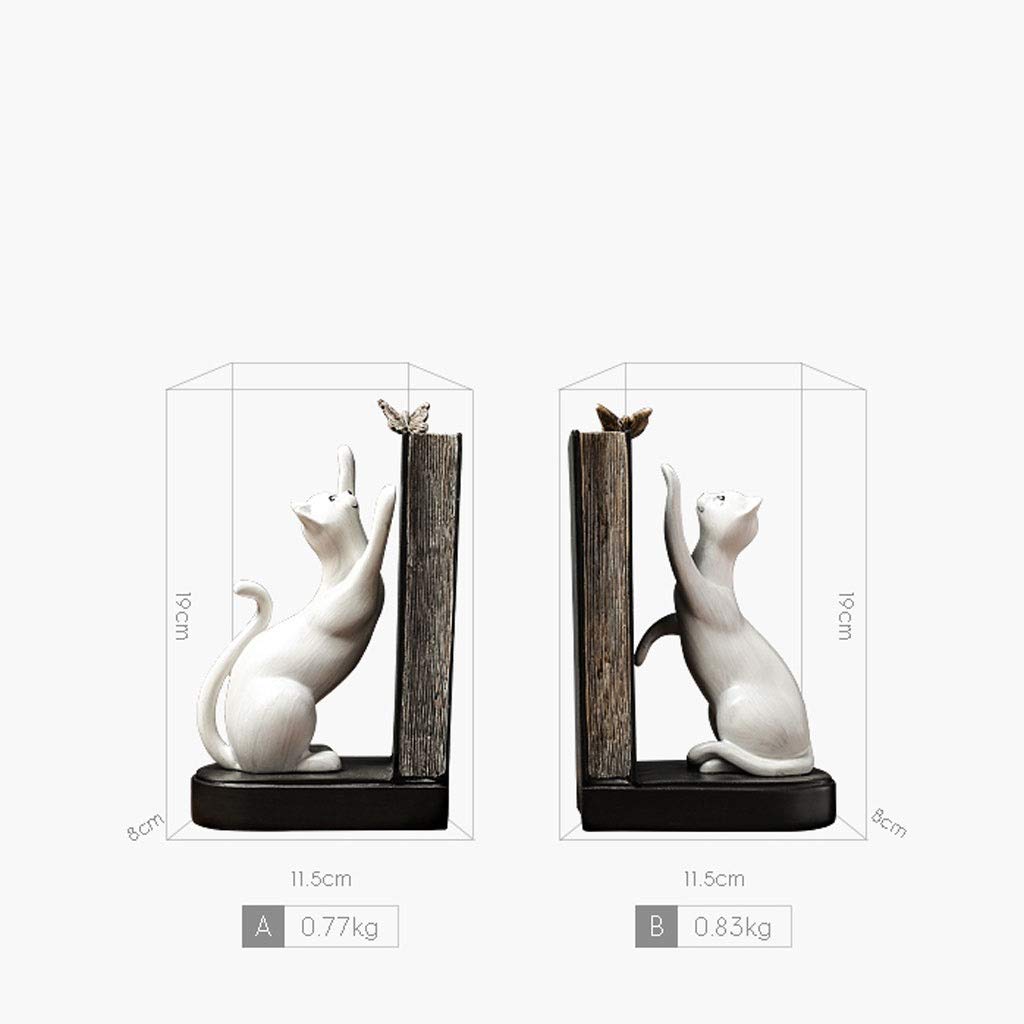 bookshelf bookcase Kreatywne dekoracje domowe Cute Cat Bookends Ozdoby Dekoracje biurowe stojak lub półka na książki. (Color : A)