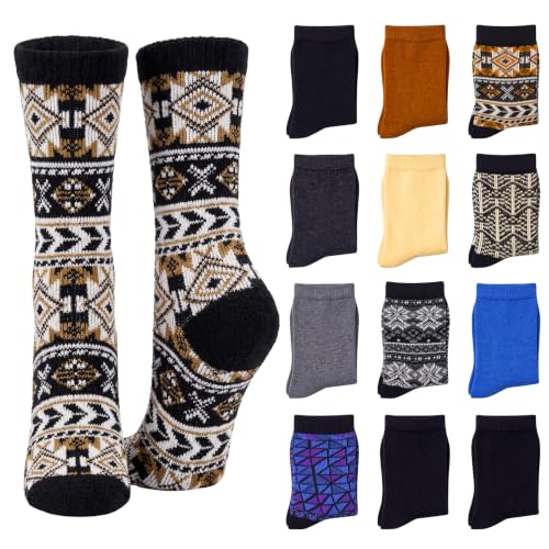 Image of Tipi Toe Women's Fun Patterned Dress Socks, 12-Pack Lightweight Colorful Crew Socks, Casual Novelty Assorted Designs