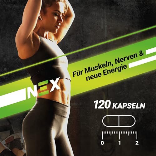 NEX Magnesium Bisglycinat hochdosiert 300mg | vegan & ohne Zusatzstoffe | besonders gut verträglich | für Muskeln, Nerven & Energie | Chelat-Form | bei Stress & Sport | 120 Kapseln (1)