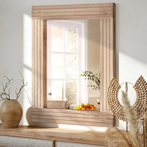 HLFMVWE Miroirs pour Le Mur Miroir rectangulaire Rustique avec Cadre en Bois Miroir Suspendu Vintage pour Chambre à Coucher Salle de Bain Salon décoration...