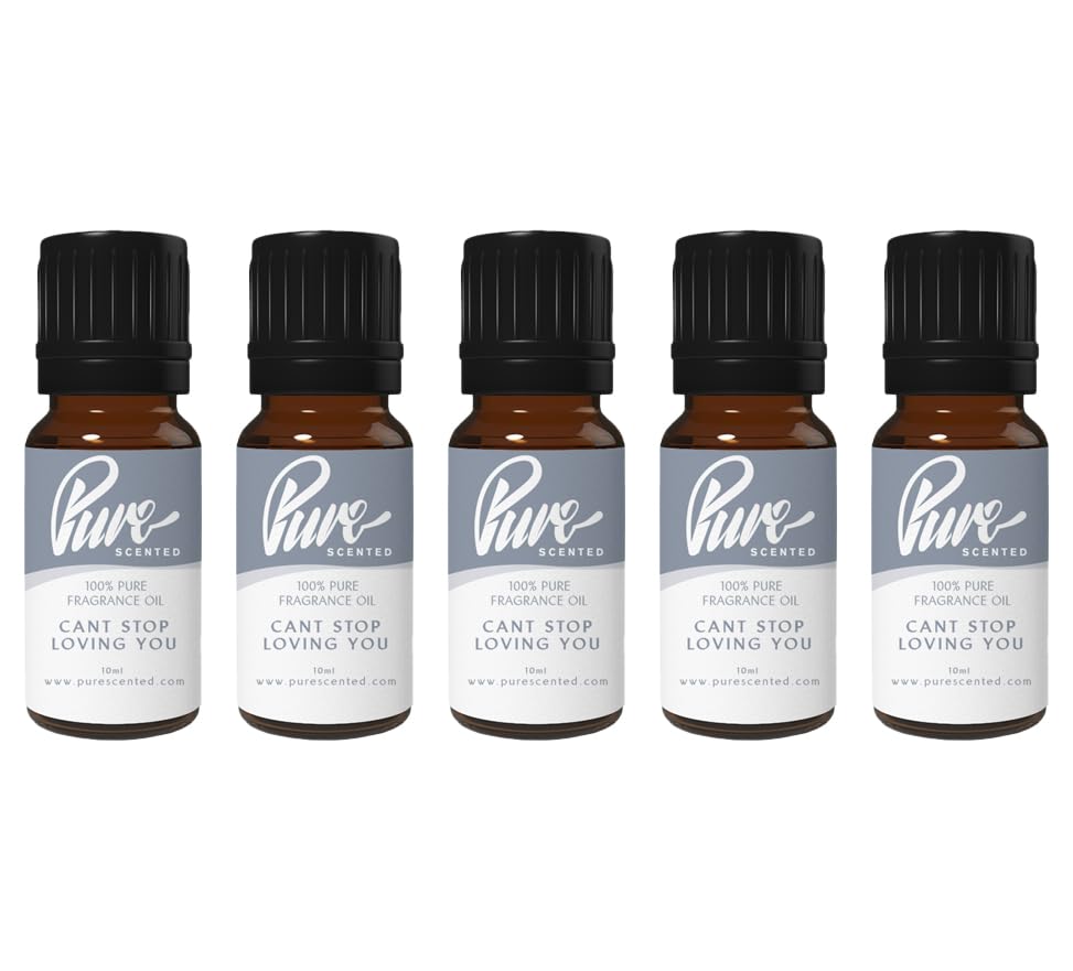 Pure Scented 50ml Fragrance Oils - 5 x 10ml Suitable for Candles, Soaps, Slime, Diffusers, Cosmetics, Wax Melts, Designer (5 x 10ml, Cant Stop Loving You)