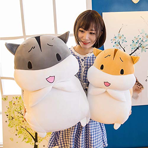 Niedliches Hamster-Plüschtier Kuschel-Hamster-Kissen Kuscheltier-Puppe Weicher Hamster Plüschkissen für Kinder/Paare Geschenke Grau-01 60cm
