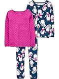 Simple Joys by Carter's Mädchen 3-teiliges Schlafanzug-Set, eng anliegend, Weihnachten, Pinguin/Punkte, 8 Jahre