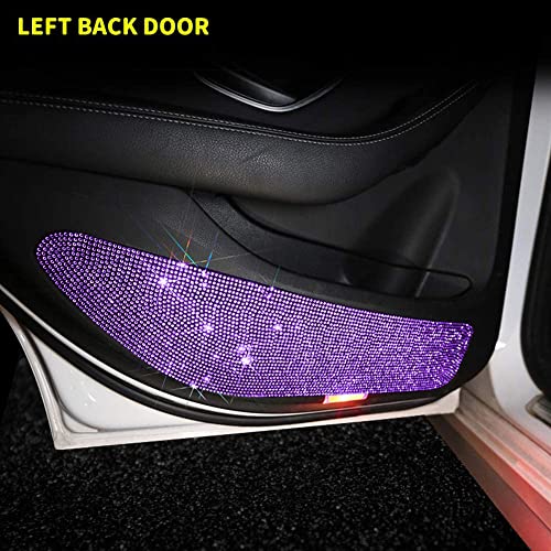 Image of eing Bling Car Door Anti-Kick Pad Crystal Door Protective Pad Universal Anti-Kick Dirty Stickers Anti-Collision Stickers,4 Pack /Set(2 Pack for Front Door and 2 Pack for Back Seat Door),Purple