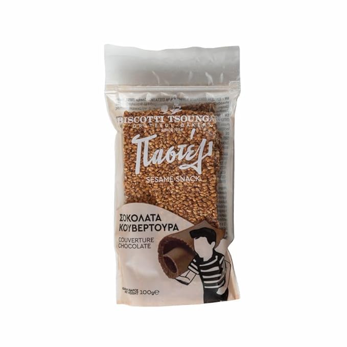 Biscotti Tsoungari – Barra de Sésamo y Miel con Chocolate, 100g