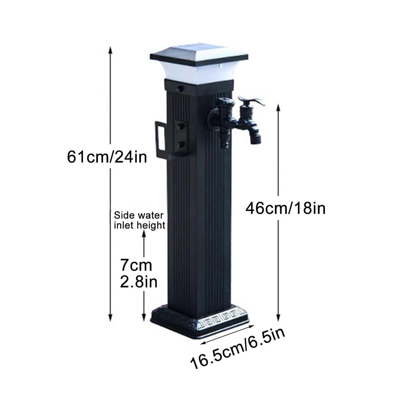 Colonne d'eau Solaire Élégante pour Jardin, Distributeur d'eau en Alliage D'aluminium, Robinet Autoportant, Colonne D'extérieur Antigel pour Irrigation(61cm/24in)