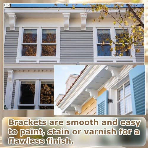 Image of Briwooody 2 Pcs Unfinished Paintable Corbels Bracket for Doorway Countertop Home Cabinet Bookshelves Furniture Support PU (4 1 /8 W X 10 1 /2 D X 10 1 /2 Inch H,Classical Style)