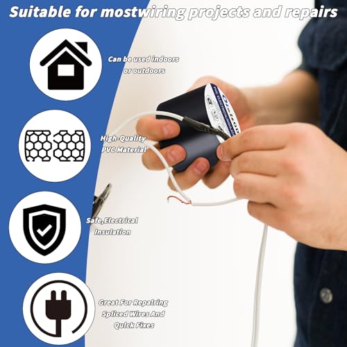 Image of Oleitodh 6 Pack Electrical Tape 2 in x 66 ft Waterproof Vinyl Electrical Insulating Tape High Temperature Resistance Electric Tape Under 600V Home Outdoor Multipurpose(White+Black)
