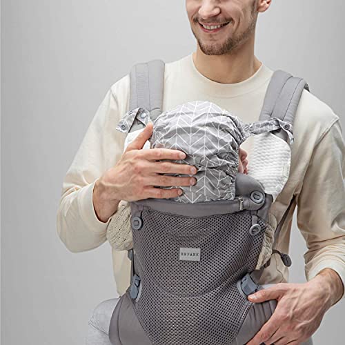 Bbpark Mesh Baby Carrier Newborn to Toddler, Facing-in and Facing-Out Front and Back Holder Kangaroo Carrier for Infant Grey