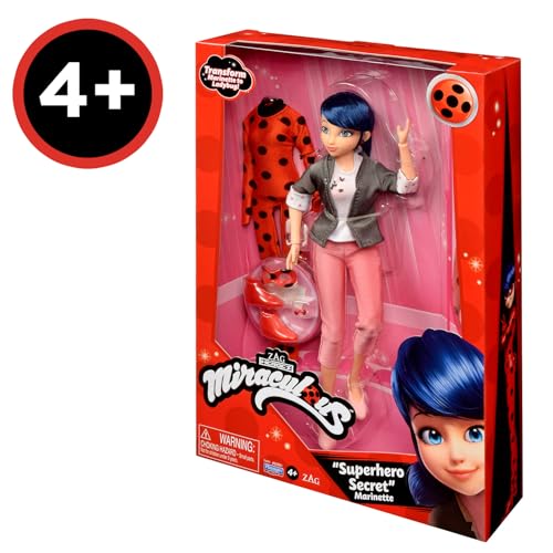 BANDAI – Miraculous Ladybug – Marinette & Ladybug Modepuppe – Bewegliche Puppe 26 cm mit 2 Outfits – Miraculous Spielzeug Gelenkpuppe – Kinderspielzeug ab 4 Jahren – P50355