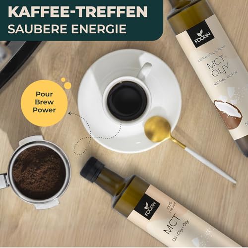 FOODIN MCT Öl 1000ml (2 x 500 ml) aus 100% Kokosöl, Medium-Chain Triglyceride (MCT) Oil, Hergestellt aus produzierter Kokosnuss, 100% glutenfrei und vegan, Ideal für Ketogene Ernährung