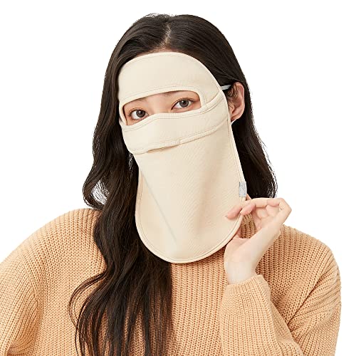 Winter Warm Face Cover Breathable Neck Gaiter Balaclava Dustproof Windproof Full Face Mask SNF2T118 Beige