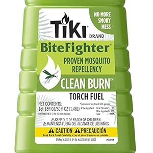 Tiki brand 50oz bitefighter clean burn torch fuel less soot and smoke torch fuel mosquito repellent citronella fuel clear 1223080   cucciolini doodles