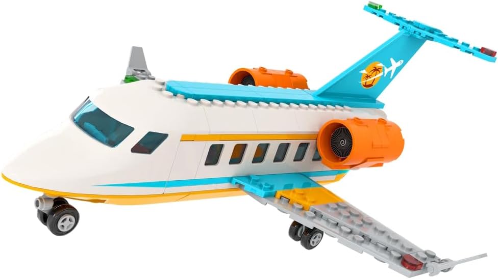 Brick Loot Vacation Airlines Passenger Airplane – Lego-Compatible Jet Building Blocks Set with Luggage Accessories, Creative STEM DIY Model for Kids & Adults, Aerodynamic Display Collectible Airliner