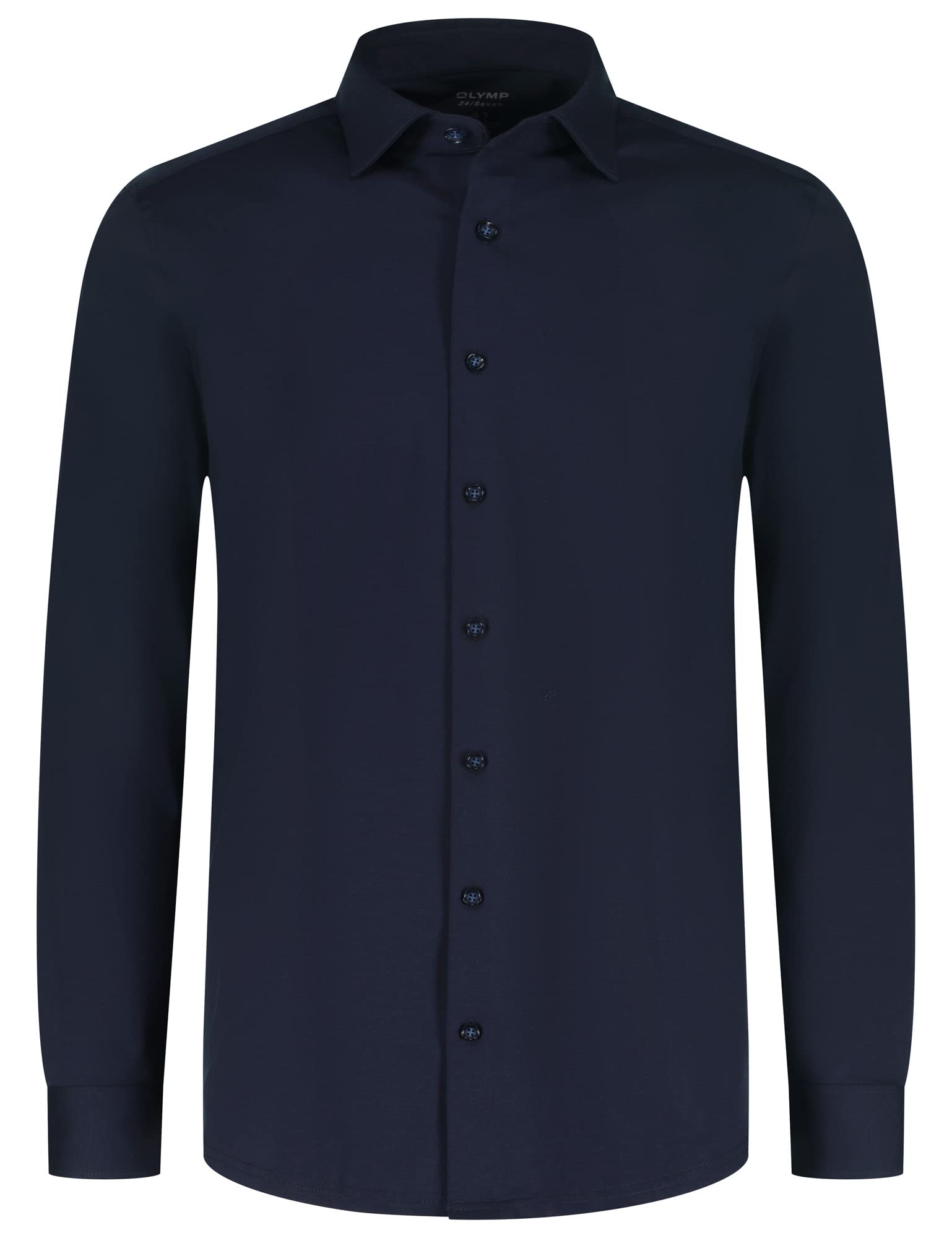 OLYMP Camisa de negocios para hombre Level Five 24/Seven, monocolor, Body Fit, New York Kent, azul marino 18., 42