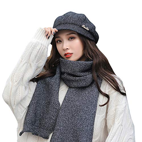 FOLDING Hats Caps Ladies Winter Beret Hat Knitted Beanie Hat Autumn Winter Hat French Classic Beret (Color : Black)