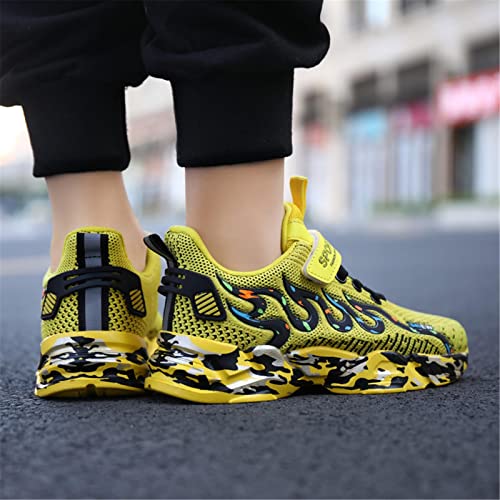 Btksdas Kids Shoes Non Slip Casual Lightweight Shoes For Girls Running Gym Golf Athletic Tennis Shoes Girls Sneakers For Kids Black/Yellow Size 5.5 Big Kid #TOP5