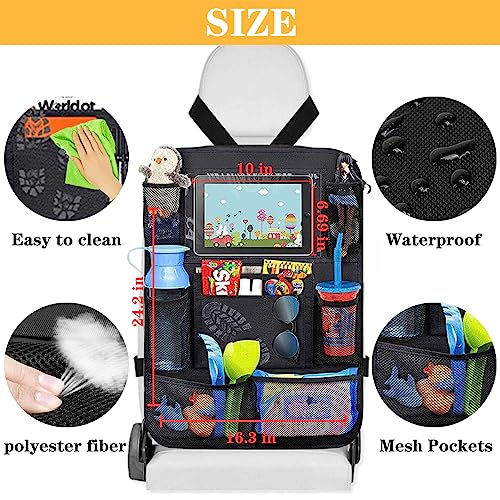 Image of 2 Pcs Car Back Seat Organizer,Back Seat Kick Protector with Touch Screen Tablet Holder,Car Organizer Backseat for Kids,Car Road Trip Essentials Front Seat