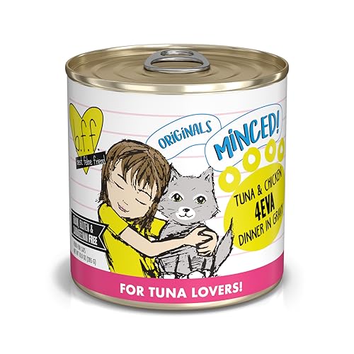 Weruva BFF Minced Natural Wet Cat Food, Tuna and Chicken 4 Eva in Gravy, 10oz Can, Pack of 12