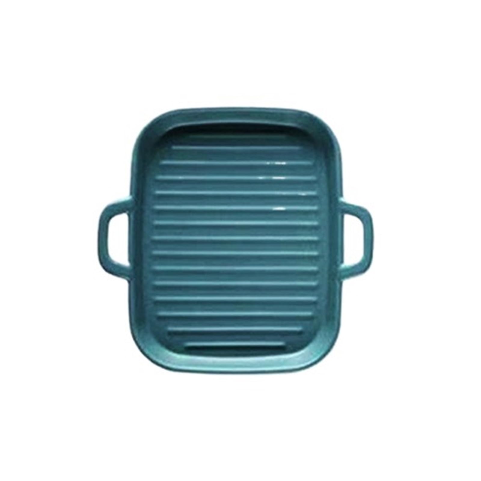 Versátil Plato cerámico cuadrado de doble asa apto for horno(Green)
