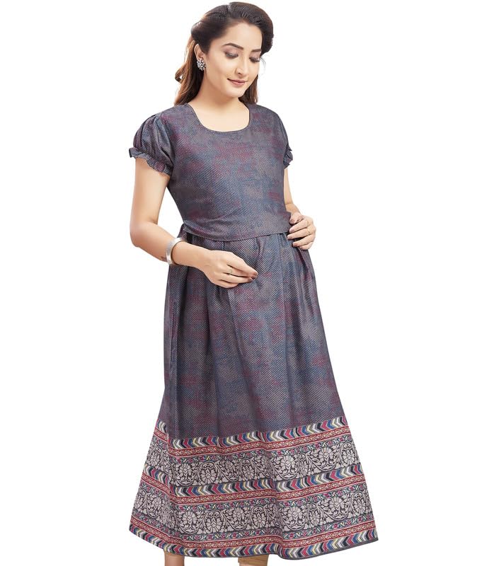 Image of RITIJYA Zipless Feeding Kurta Dress for Women | Maternity Nursing Kurti, No-Zip Easy Access | Extra Pleats Pre to Post Pregnancy | Quick-Dry Fabric | S-4XL