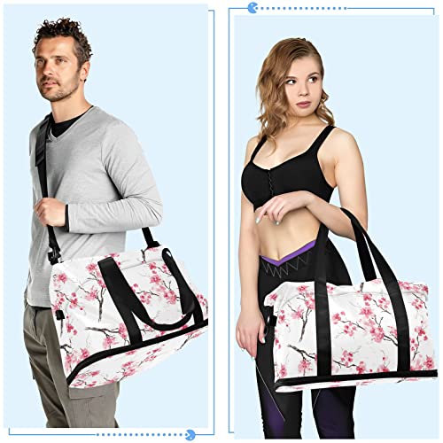 Cherry Blossom Sport Travel Duffel Bags For Women Men Gym Bag With Shoe Compartment Wet Pocket Carry On Weekender Overnight Bags For Hospital Gym Travel #TOP3