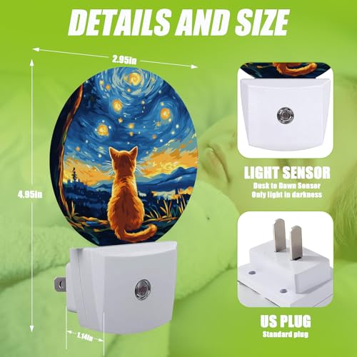 Image of Lonely Cat Night Light,Starry Night Lights Plug into Wall for Kitchens Toilets Bedroom Decorative Half Round Nightlight Led Lamp 0.5W Sleep Friendly