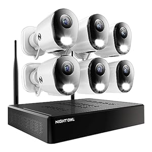 Night Owl 10 Channel Bluetooth Video Home Security Camera System with (6) Plug-in Wi-Fi 2K HD Indoor/Outdoor Spotlight Cameras with 2-Way Audio and 1TB Hard Drive (Expandable up to 10 Cameras)