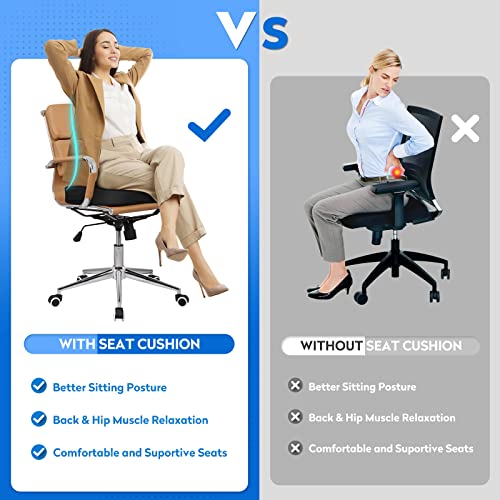 Seat Cushion, Memory Foam Cushion for Office Chair, Car Seat, Airplane, Chair Pad for Postpartum Pregnancy, Sciatica Tailbone Back Pain Relief for Long Sitting Workers, Car Drivers, Black - Image 5