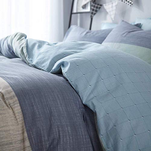 Geometric Duvet Cover Soft Cotton Blue Patchwork Modern Bedding Set with Zipper Ties Mint Green Duvet Cover Set Perfect for Him and Her, Luxury Quality Comfortable Easy Care-King Size - Thumbnail 3