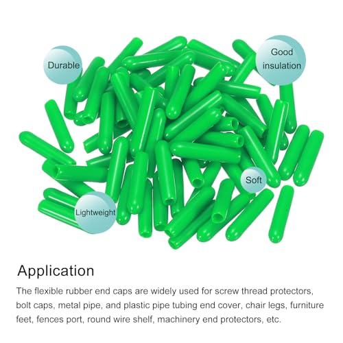 Image of MECCANIXITY 100pcs 1 /8 inch(3mm) Rubber End Caps Cover PVC Vinyl Screw Thread Protector Round Wire Shelf Caps for Screw Bolt Pipe Fence Post, Green