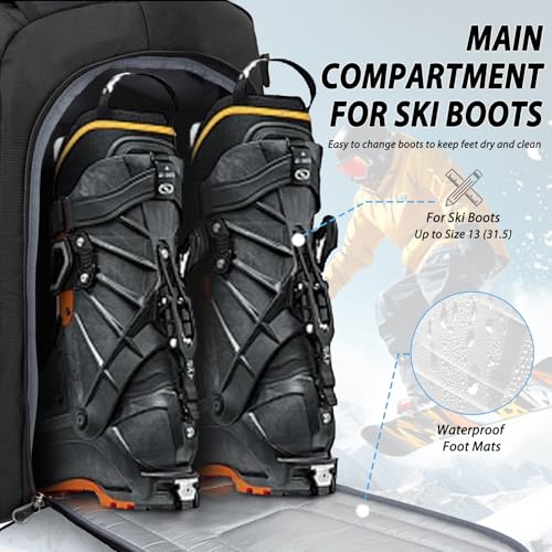 image for Goloni 50L Ski Backpack - Water-resistant Ski Boot Bag for Men & Women