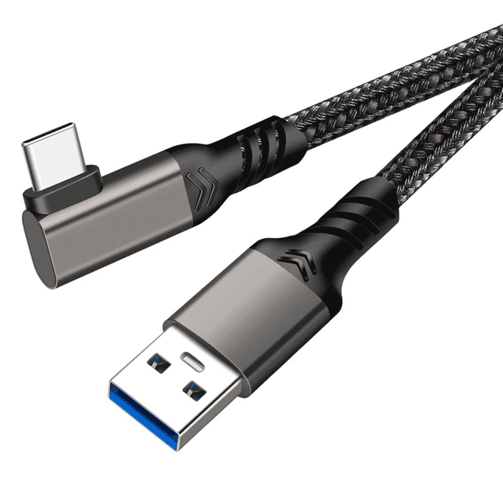 USB Type C ケーブル L字 USB-A to USB-C ケーブル【10Gbpsデータ転送 60W急速充電】 USB3.2 Gen2標準 高耐久ナイロン編み Nintendo Switch、Xperia、AQUOS、Galaxy、Pixel等Type-c機種対応 (1.5m)