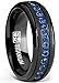 Black Titanium Men's Eternity Ring Band With Deep Blue Cubic Zirconia CZ, Size 7