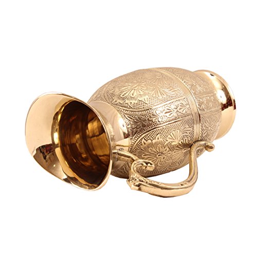 Image of Indian Art Villa Brass Shahi Designer Jug Pitcher | 1300 ML | for Storage & Serving Water Home Hotel Restaurant Gift Item